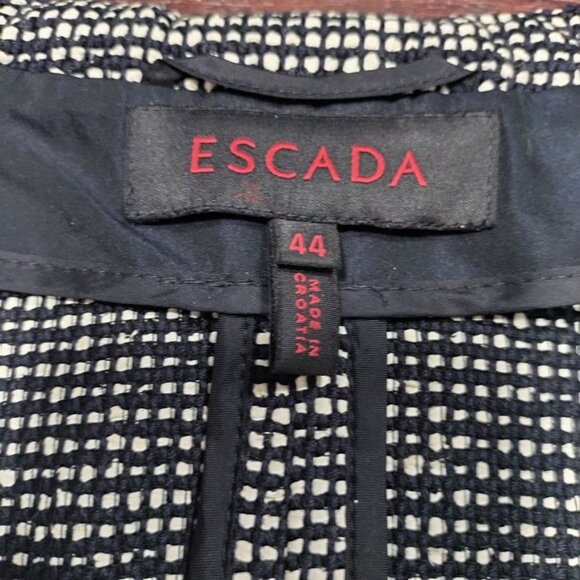 Escada Tweed Long Sleeve Collared Single Breasted Office Work Blazer Gray 44 - Picture 14 of 16